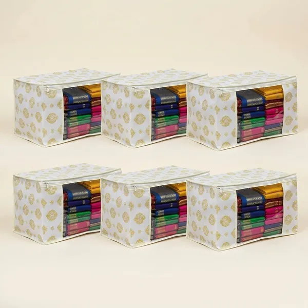 Saree_Covers_Foldable_Storage_Bags_With_Transparent_Window_Zip_Closure_Wardrobe_Organizer_For_Sarees_Lehengas_Dresses_Premium_Dust_Proof_Fabric_Storage_White_Pack_Of_6