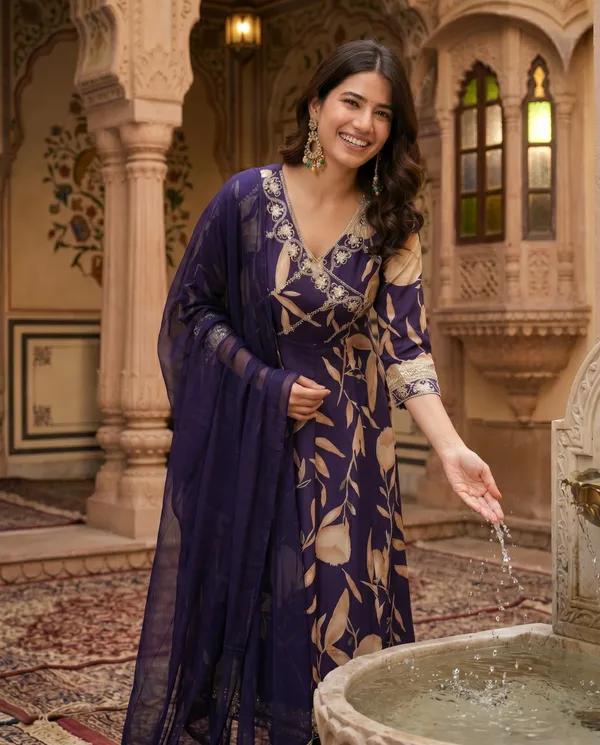 Womens_Purple_Rayon_Anarkali_Kurta_Set_With_Dupatta_–_Floral_Printed_Ethnic_Gown_Kurti_With_Pants_|_Festive_Party_Wear_Designer_Suit_For_Women