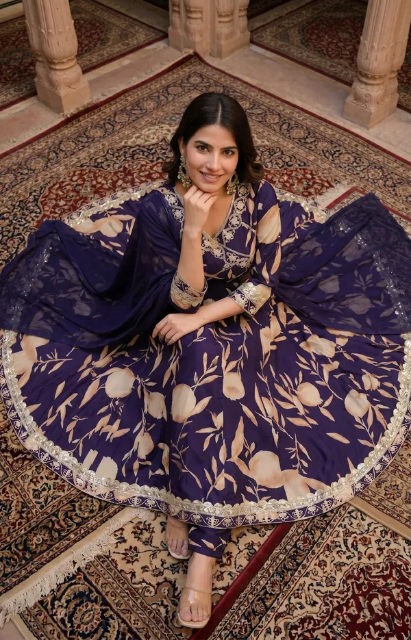 Womens_Purple_Rayon_Anarkali_Kurta_Set_With_Dupatta_–_Floral_Printed_Ethnic_Gown_Kurti_With_Pants_|_Festive_Party_Wear_Designer_Suit_For_Women
