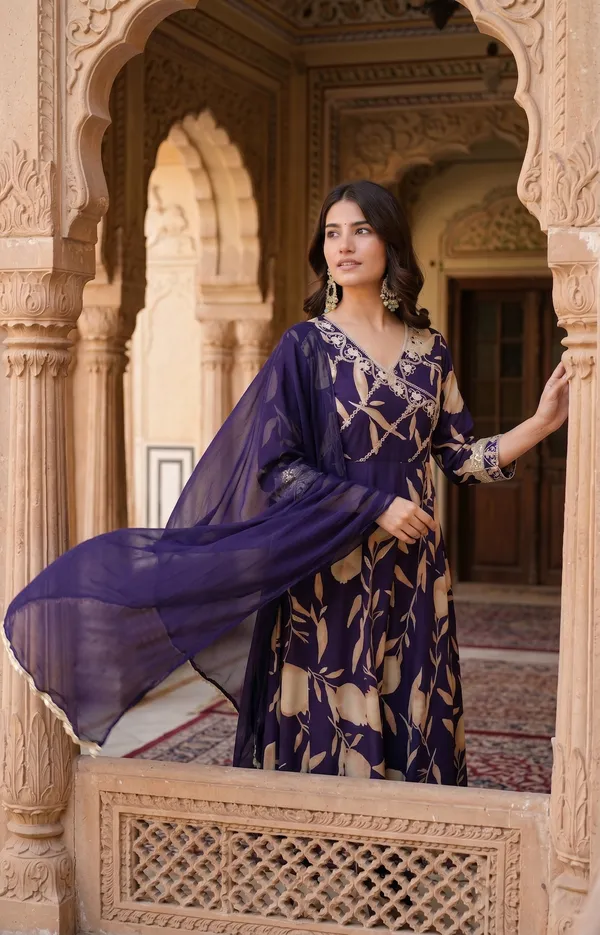 Womens_Purple_Rayon_Anarkali_Kurta_Set_With_Dupatta_–_Floral_Printed_Ethnic_Gown_Kurti_With_Pants_|_Festive_Party_Wear_Designer_Suit_For_Women