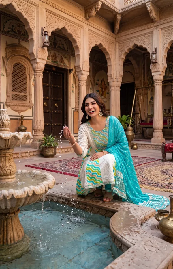 Womens_Off_White_And_Teal_Green_Rayon_Schiffli_Printed_And_Embroidered_Anarkali_Kurti_Pant_Dupatta_Set_|_Ethnic_Festive_Party_Wear_Kurta_Set_For_Women