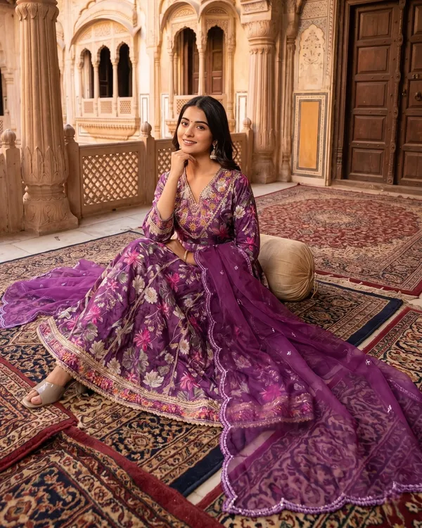 Womens_Purple_Vatican_Fabric_Printed_And_Embroidered_Kurti_Pant_Dupatta_Set_|_Festive_Ethnic_Wear_Kurta_Set