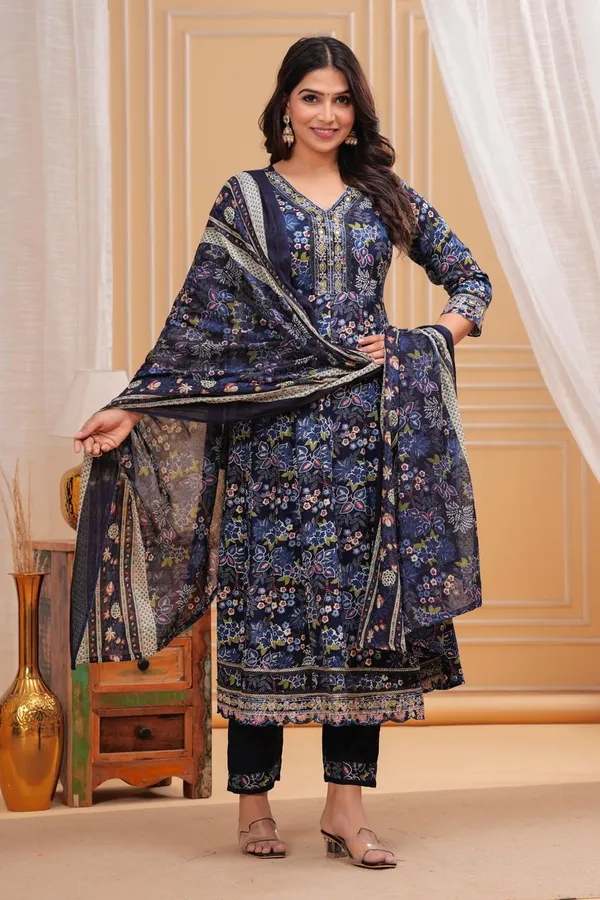 Womens_Navy_Blue_Rayon_Printed_And_Embroidered_Kurti_Pant_Dupatta_Set_|_Ethnic_Wear_Kurta_Set