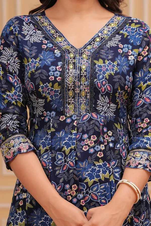 Womens_Navy_Blue_Rayon_Printed_And_Embroidered_Kurti_Pant_Dupatta_Set_|_Ethnic_Wear_Kurta_Set