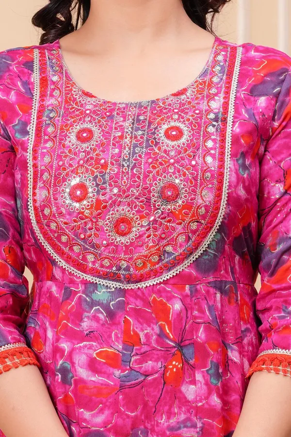 Womens_Pink_Rayon_Floral_Printed_And_Embroidered_Kurti_Pant_Dupatta_Set_|_Ethnic_Wear_Kurta_Set