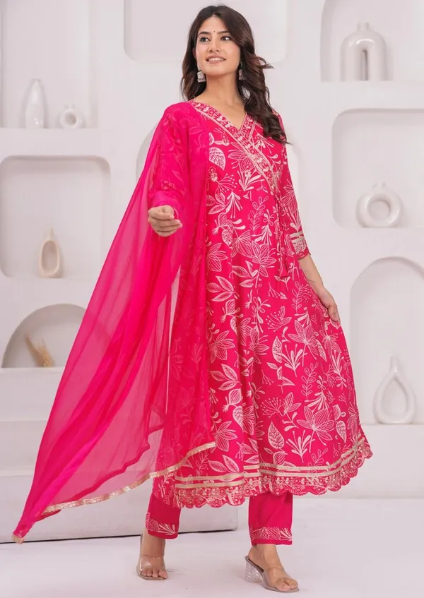 Womens_Rani_Pink_Rayon_Printed_Kurti_Pant_Dupatta_Set_|_Ethnic_Wear_Kurta_Set