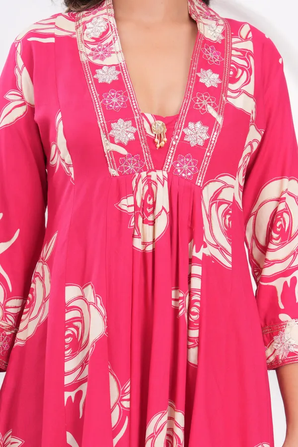 Womens_Pink_Floral_Printed_Rayon_Kurti_Pant_Dupatta_Set_With_Embroidered_V-Neck