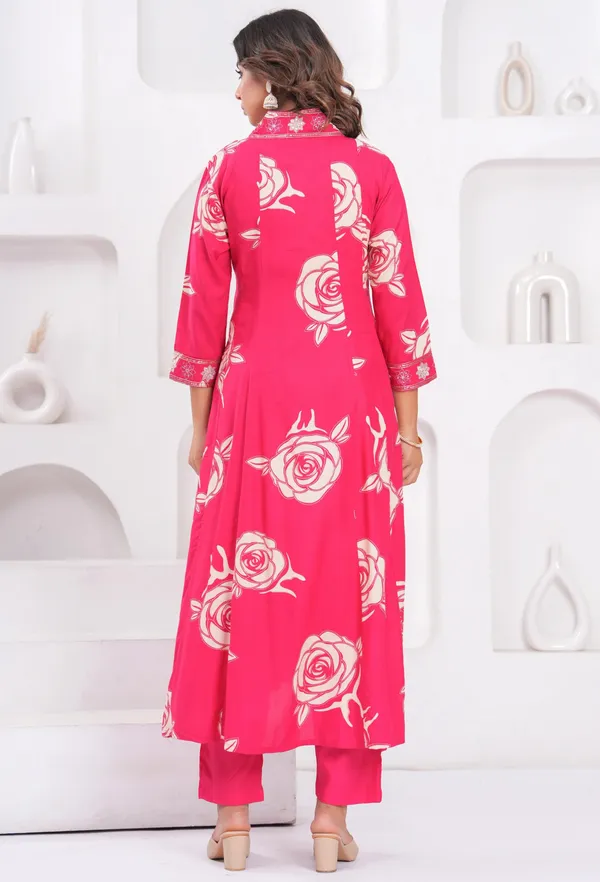 Womens_Pink_Floral_Printed_Rayon_Kurti_Pant_Dupatta_Set_With_Embroidered_V-Neck