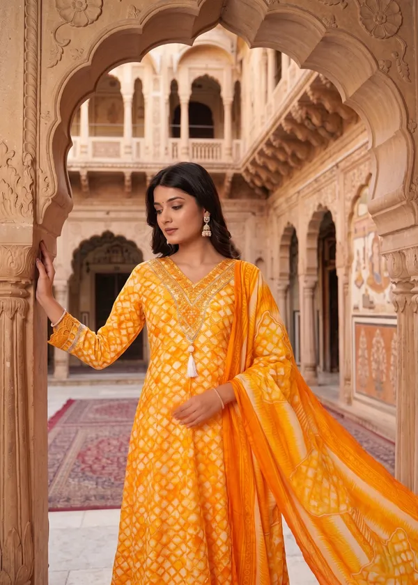 Womens_Yellow_And_White_Rayon_Tie_Dye_Printed_And_Embroidered_Anarkali_Kurti_Pant_Dupatta_Set_|_Ethnic_Festive_Party_Wear_Kurta_Set_For_Women