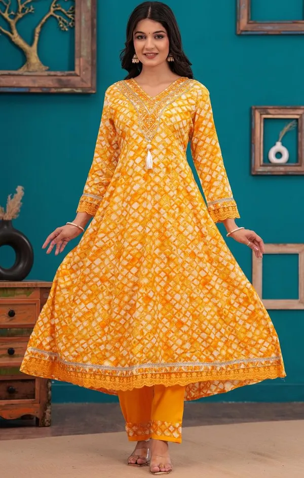 Womens_Yellow_And_White_Rayon_Tie_Dye_Printed_And_Embroidered_Anarkali_Kurti_Pant_Dupatta_Set_|_Ethnic_Festive_Party_Wear_Kurta_Set_For_Women