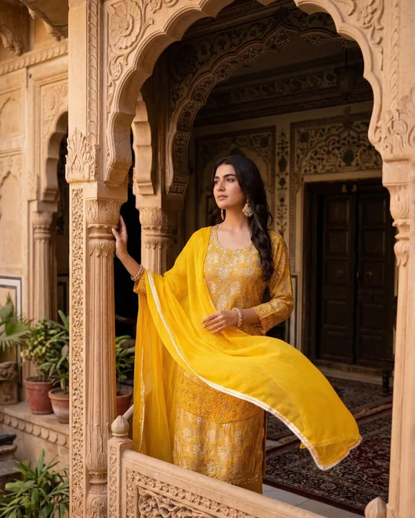 Womens_Mustard_Yellow_Rayon_Printed_And_Embroidered_Kurta_Pant_Dupatta_Set_|_Ethnic_Festive_Party_Wear_Kurta_Set_For_Women