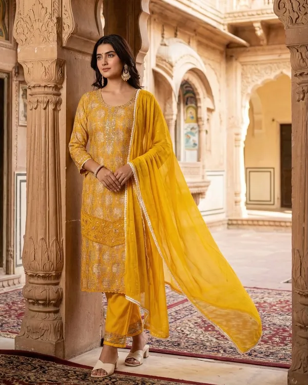 Womens_Mustard_Yellow_Rayon_Printed_And_Embroidered_Kurta_Pant_Dupatta_Set_|_Ethnic_Festive_Party_Wear_Kurta_Set_For_Women