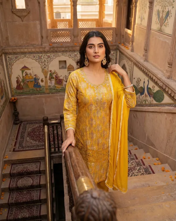 Womens_Mustard_Yellow_Rayon_Printed_And_Embroidered_Kurta_Pant_Dupatta_Set_|_Ethnic_Festive_Party_Wear_Kurta_Set_For_Women