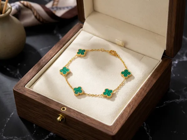 Emerald_Clover_Gold_Stainless_Steel_Premium_Bracelet