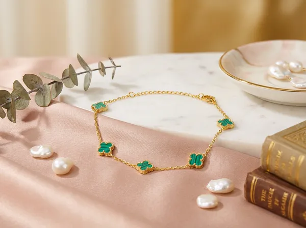 Emerald_Clover_Gold_Stainless_Steel_Premium_Bracelet