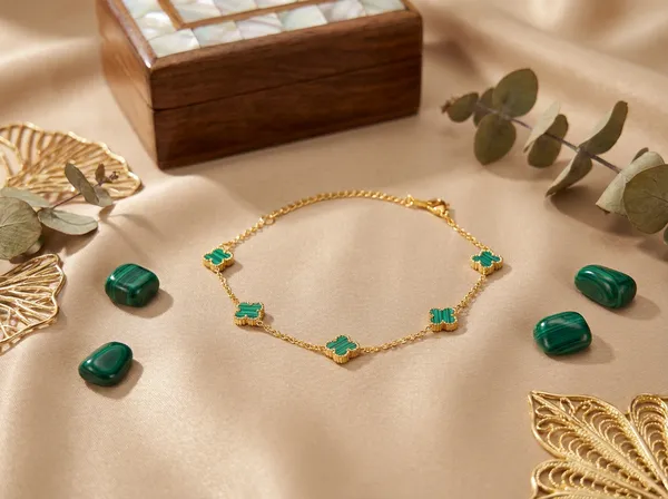 Emerald_Clover_Gold_Stainless_Steel_Premium_Bracelet