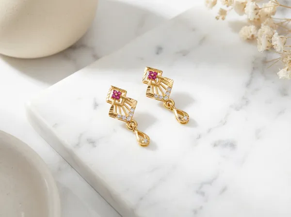 Ruby_Bloom_Drop_Gold_Stainless_Steel_Premium_Earrings