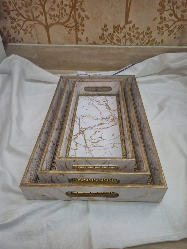 Gold_And_Beige_Wooden_Classic_White_Marble_Effect_Greek_Key_Trays_Set_Of_3