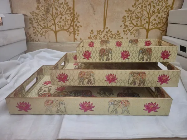 Gold_And_Beige_Wooden_Oriental_Dragon_Lotus_Motif_Serving_Trays_Set_Of_3