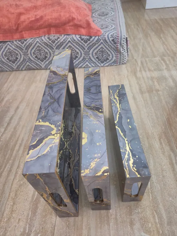 Gold_And_Grey_Wooden_Contemporary_Purple_Marble_Effect_Serving_Trays_Set_Of_3