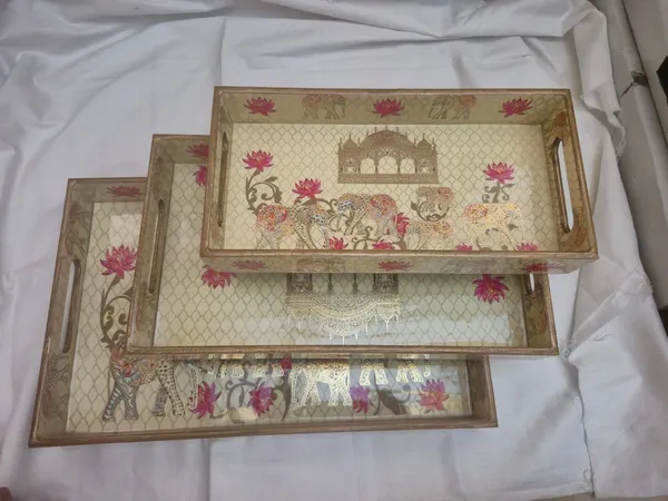 Gold_And_Beige_Wooden_Oriental_Dragon_Lotus_Motif_Serving_Trays_Set_Of_3