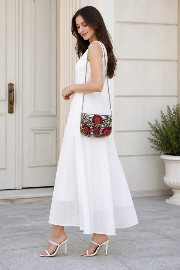 Silver_And_Red_Metal_Studded_Flap_Crossbody_Sling_Bag_For_Women