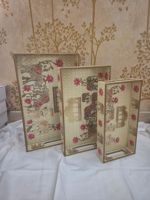Gold_And_Beige_Wooden_Oriental_Dragon_Lotus_Motif_Serving_Trays_Set_Of_3