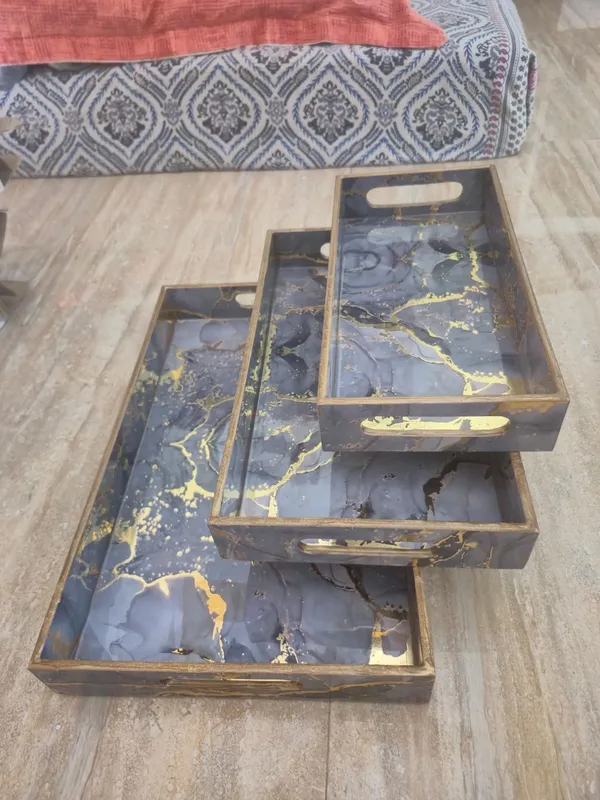 Gold_And_Grey_Wooden_Contemporary_Purple_Marble_Effect_Serving_Trays_Set_Of_3