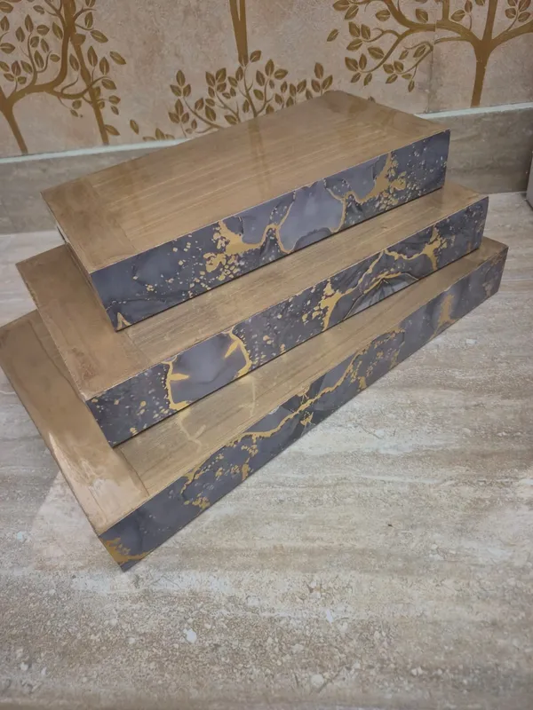 Gold_And_Grey_Wooden_Contemporary_Purple_Marble_Effect_Serving_Trays_Set_Of_3