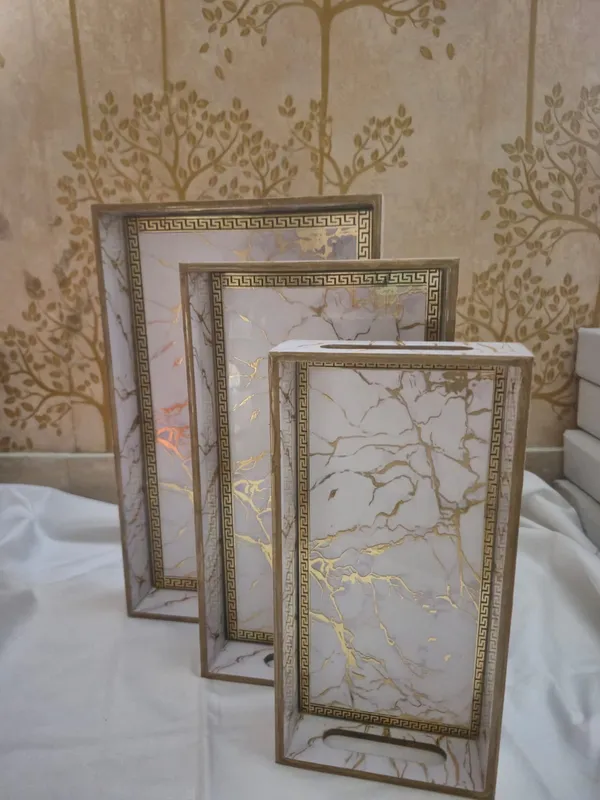 Gold_And_Beige_Wooden_Classic_White_Marble_Effect_Greek_Key_Trays_Set_Of_3