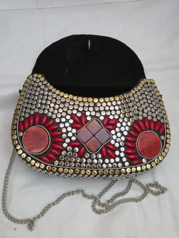 Silver_And_Red_Metal_Studded_Flap_Crossbody_Sling_Bag_For_Women