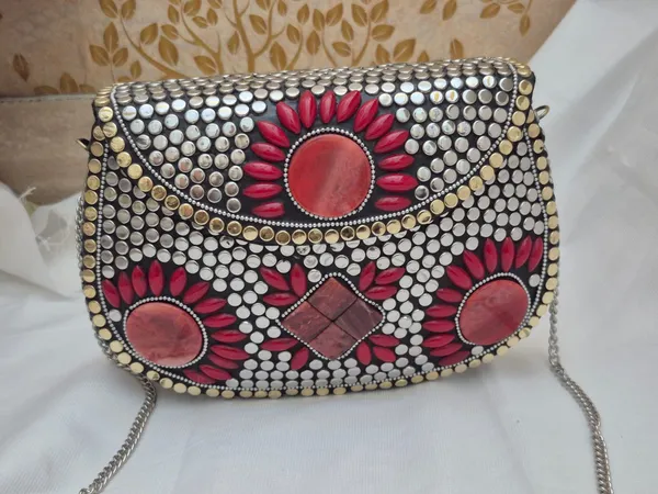 Silver_And_Red_Metal_Studded_Flap_Crossbody_Sling_Bag_For_Women
