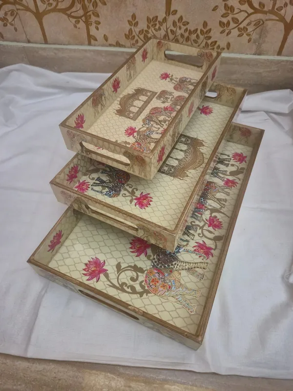 Gold_And_Beige_Wooden_Oriental_Dragon_Lotus_Motif_Serving_Trays_Set_Of_3