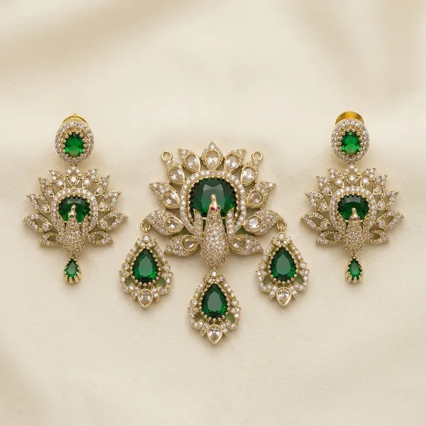 Green_And_White_Mazak_Victorian_Vati_Set_For_Women