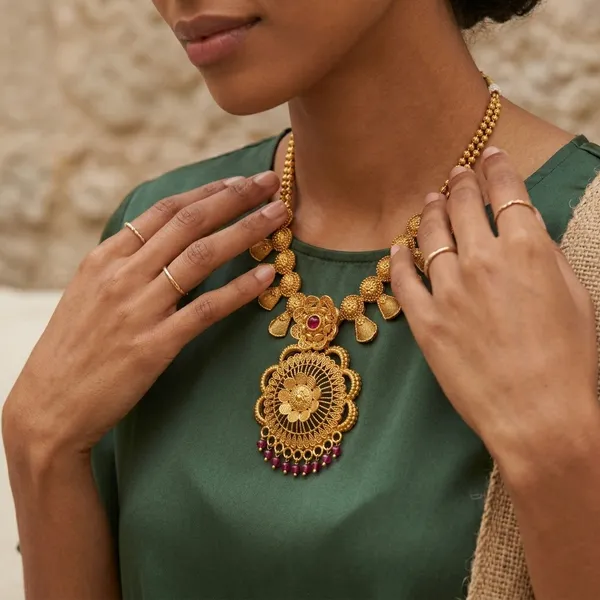 Golden_Brass_Necklace_Set_For_Women