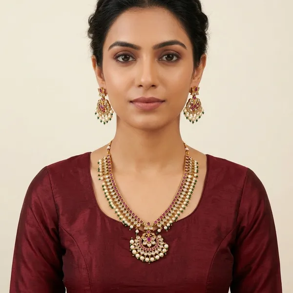 Multicolour_Brass_Necklace_Set_For_Women