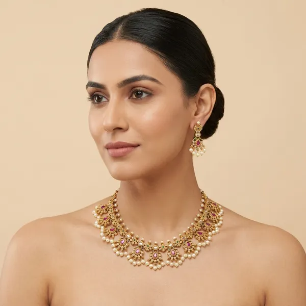 Golden_Brass_Necklace_Set_For_Women
