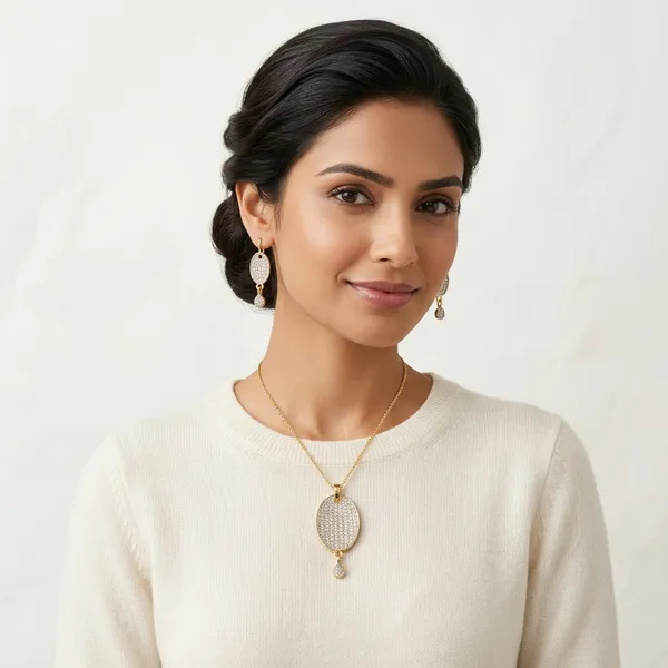Golden_And_White_Mazak_Diamond_Pendent_Set_With_Earrings_For_Women._Without_Chain