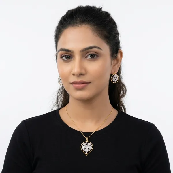 Golden_And_White_Mazak_Diamond_Pendent_Set_With_Earrings_For_Women._Without_Chain