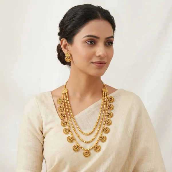 Golden_Brass_Ashtapailu_3_Line_Chandrakor_Necklace_Set_For_Women