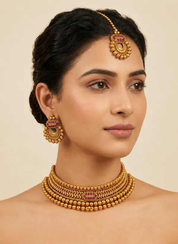 Golden_Brass_Choker_Set_For_Women