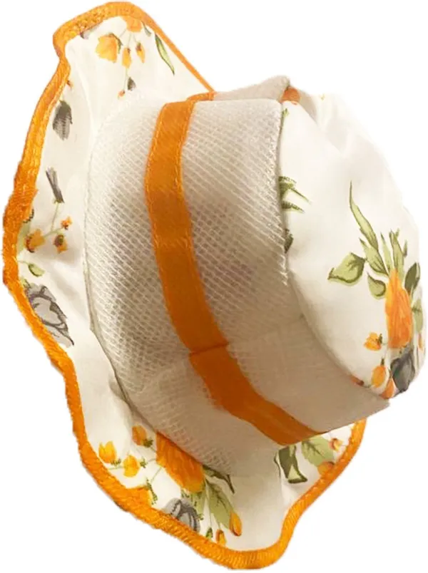 Akinoskids_Summer_Roses_Pattern_Bowler_Kids_Unisex_Hat_Orange_(Pack_Of_3)