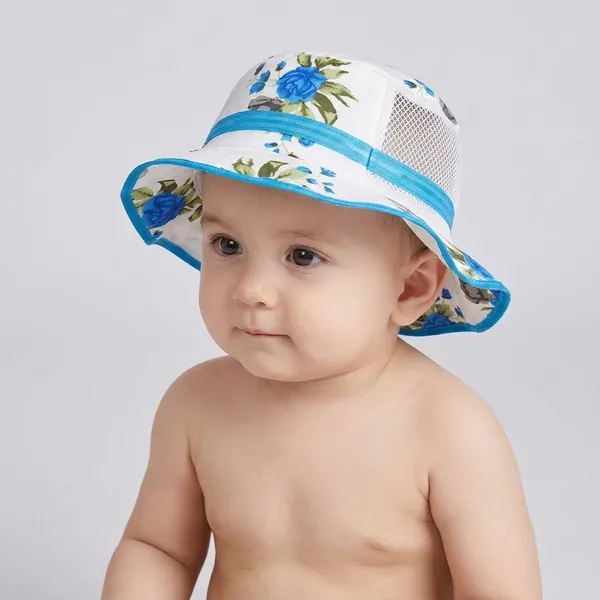 Akinoskids_Summer_Roses_Pattern_Bowler_Kids_Hat_Blue_(Pack_Of_3)