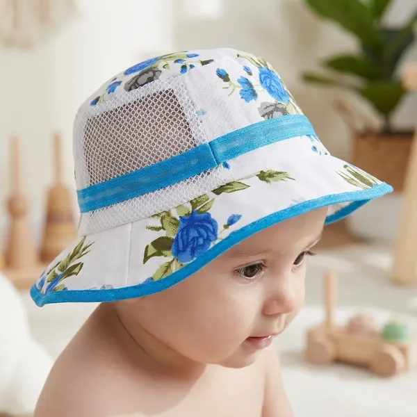 Akinoskids_Summer_Roses_Pattern_Bowler_Kids_Hat_Blue_(Pack_Of_3)