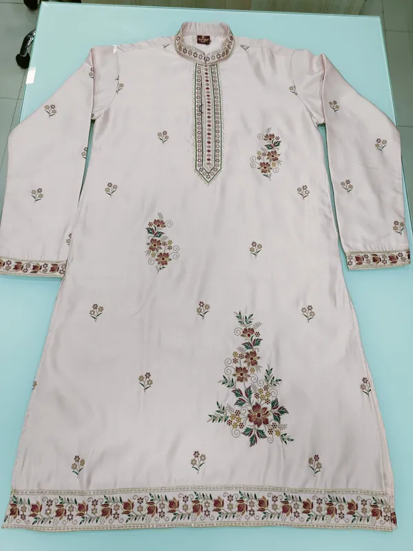White_Cotton_Embroidered_Kurta_For_Men