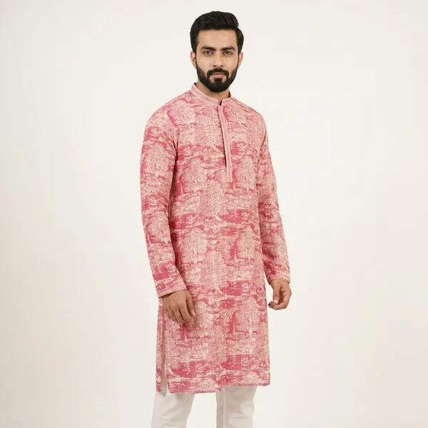 Pink_Cotton_Printed_Kurta_For_Men