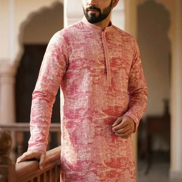 Pink_Cotton_Printed_Kurta_For_Men