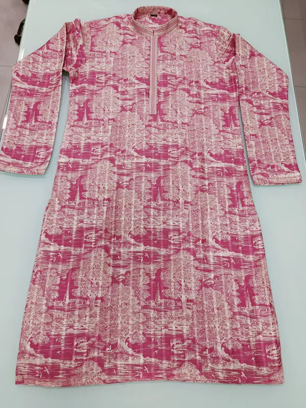 Pink_Cotton_Printed_Kurta_For_Men