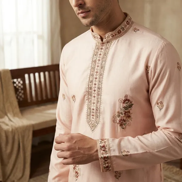 White_Cotton_Embroidered_Kurta_For_Men