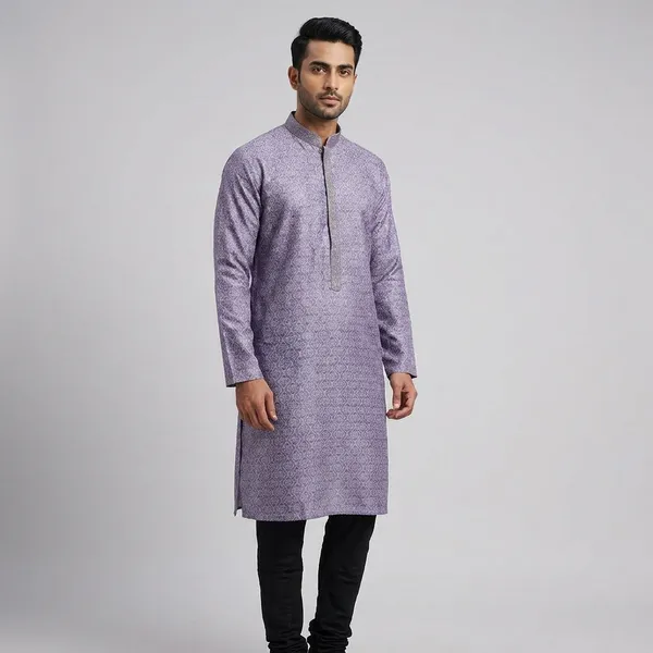 Purple_And_Grey_Cotton_Printed_Kurta_For_Men